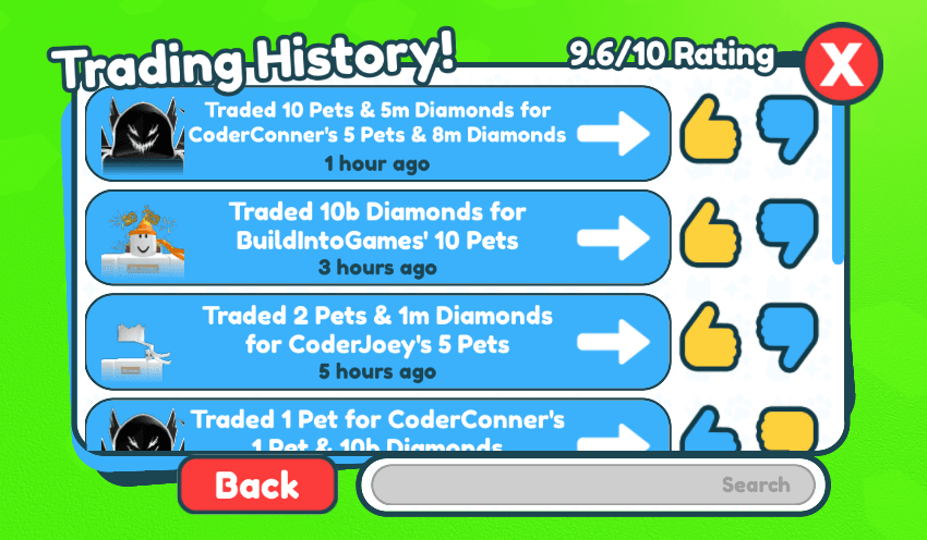 Trade Roblox Pet Simulator X Items